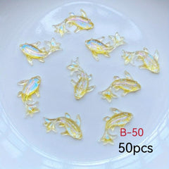 50pcs 3D Goldfish Nail Charms Resin Decorations Cartoon Rhinestones DIY