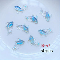 50pcs 3D Goldfish Nail Charms Resin Decorations Cartoon Rhinestones DIY