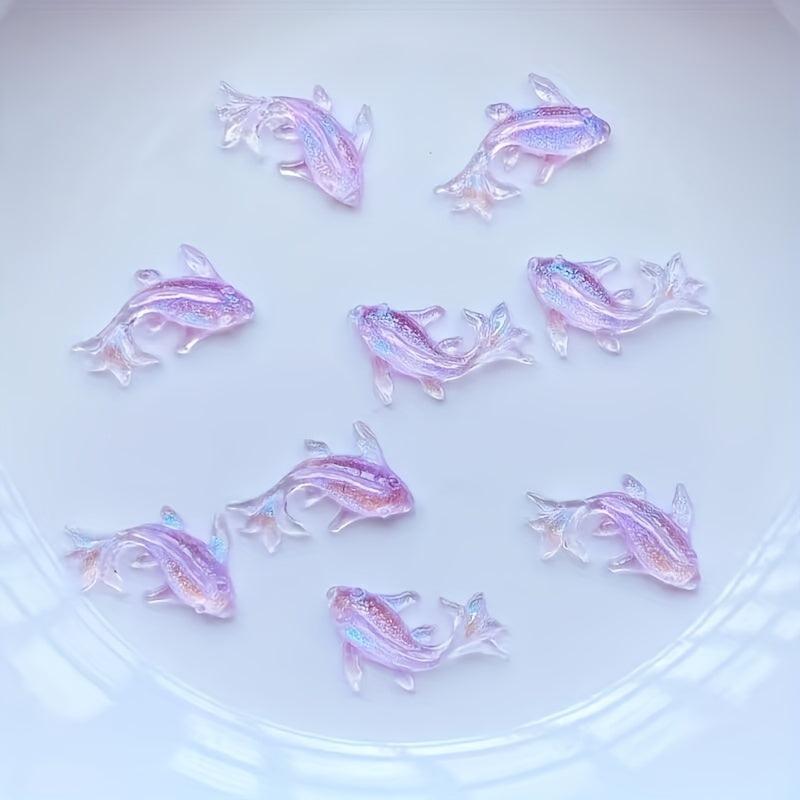 50pcs 3D Goldfish Nail Charms Resin Decorations Cartoon Rhinestones DIY