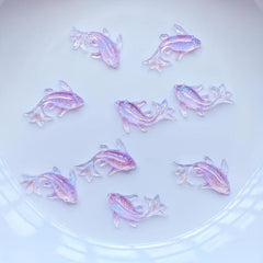 50pcs 3D Goldfish Nail Charms Resin Decorations Cartoon Rhinestones DIY