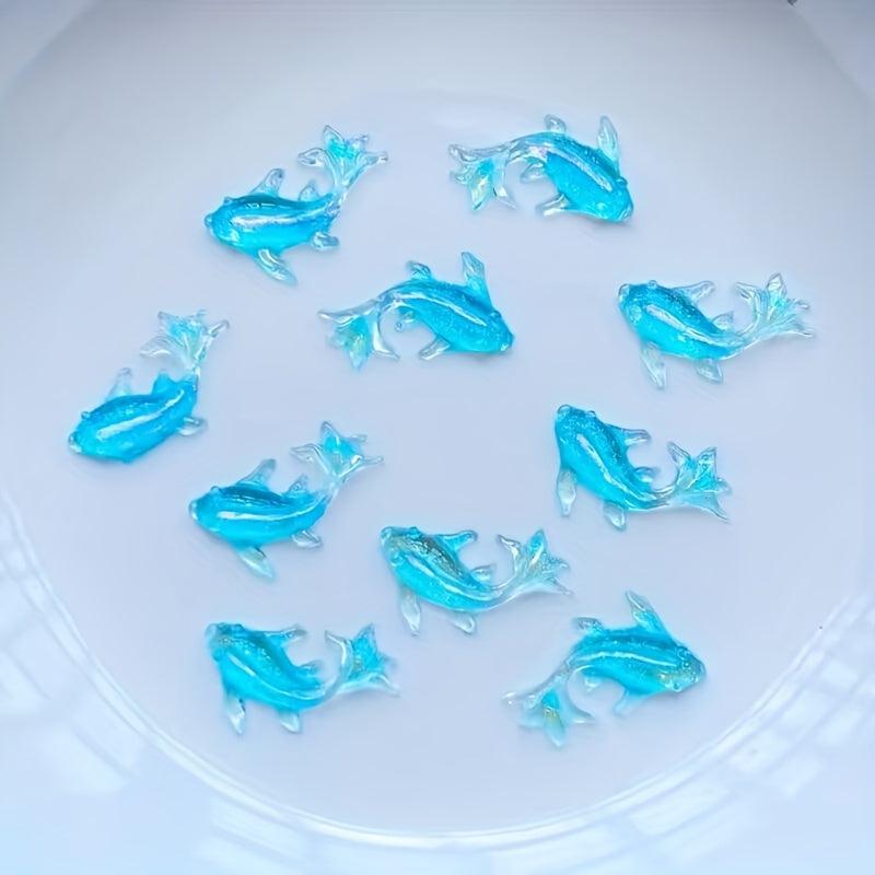 50pcs 3D Goldfish Nail Charms Resin Decorations Cartoon Rhinestones DIY