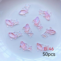 50pcs 3D Goldfish Nail Charms Resin Decorations Cartoon Rhinestones DIY