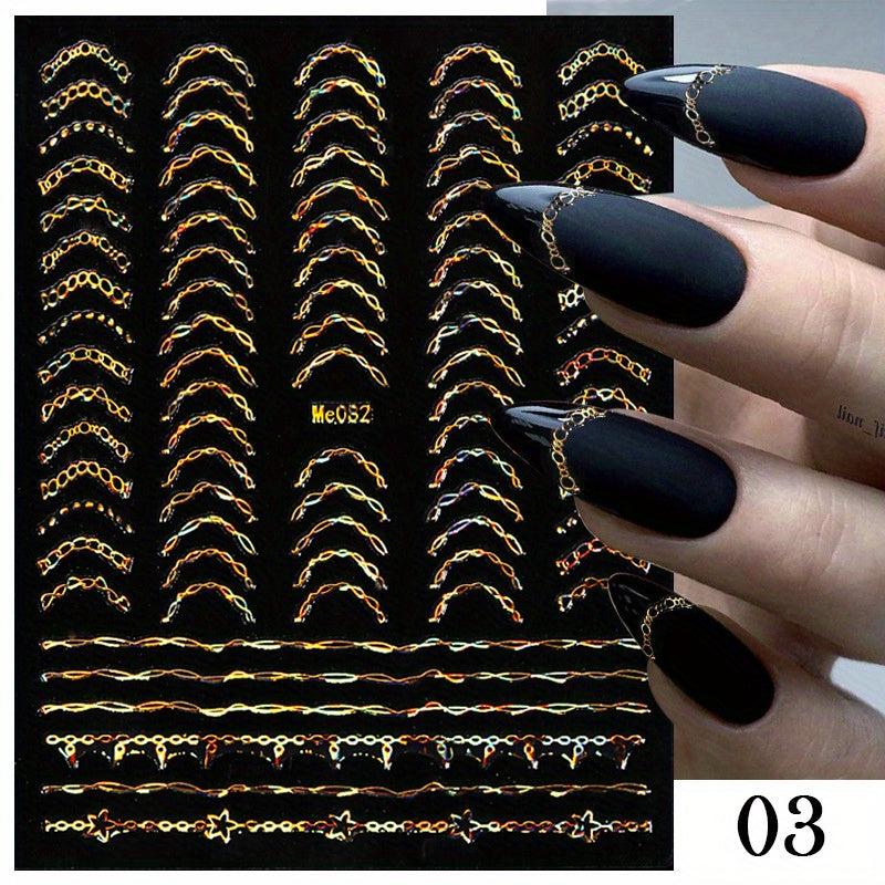 3D Nail Sticker Laser Silver Striping Tape French Style Manicure Accessories