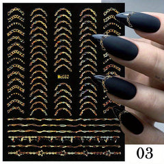 3D Nail Sticker Laser Silver Striping Tape French Style Manicure Accessories