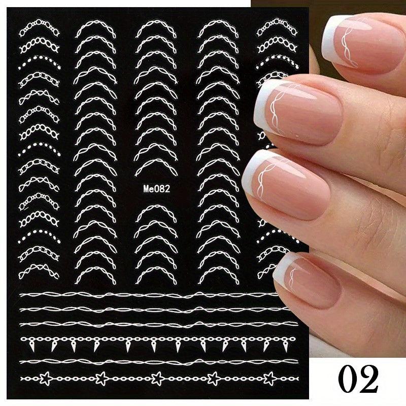 3D Nail Sticker Laser Silver Striping Tape French Style Manicure Accessories