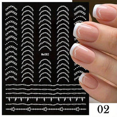 3D Nail Sticker Laser Silver Striping Tape French Style Manicure Accessories