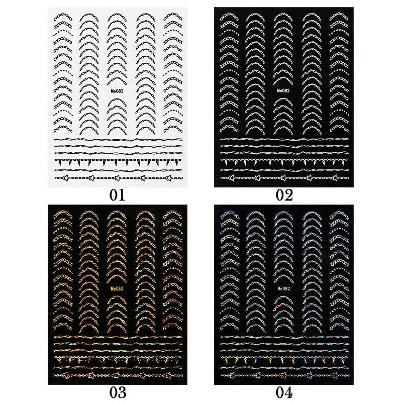 3D Nail Sticker Laser Silver Striping Tape French Style Manicure Accessories