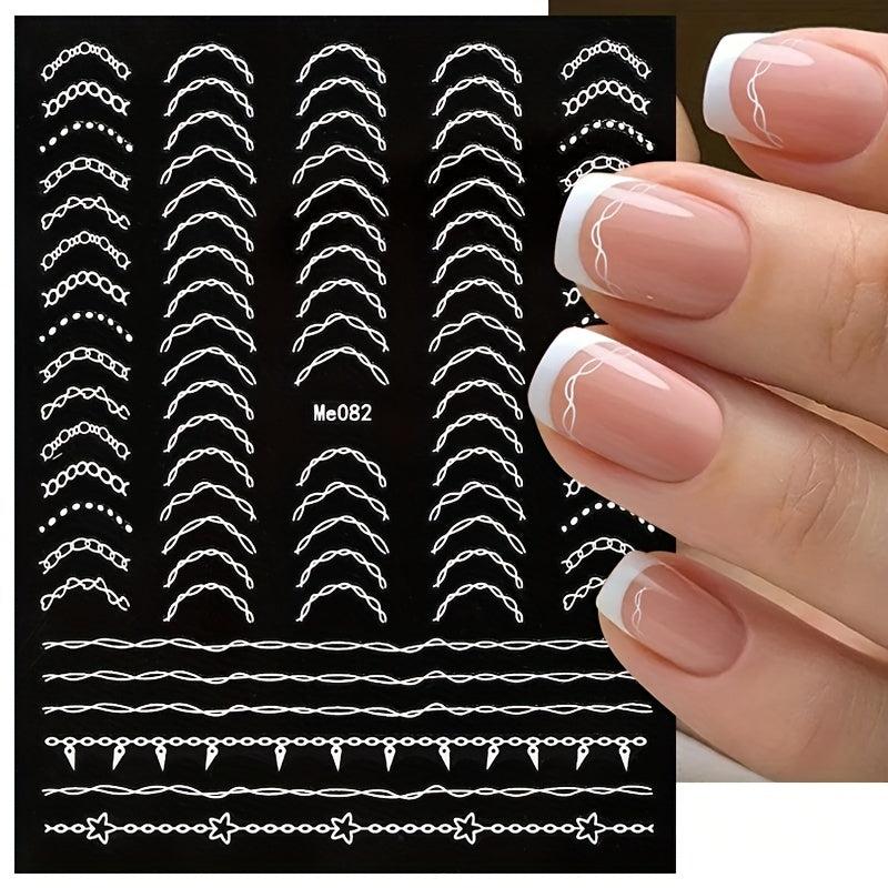 3D Nail Sticker Laser Silver Striping Tape French Style Manicure Accessories