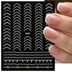 3D Nail Sticker Laser Silver Striping Tape French Style Manicure Accessories