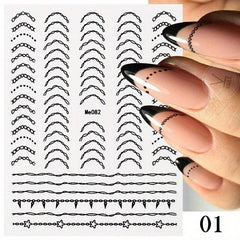 3D Nail Sticker Laser Silver Striping Tape French Style Manicure Accessories