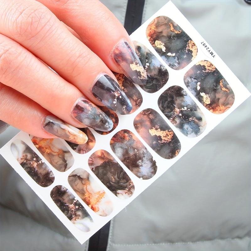 Marble Texture 3D Nail Stickers Self Adhesive Nail Decoration