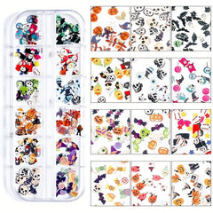 3D Halloween Christmas Nail Art Sequin Skull Flower Snowman Nail Flakes