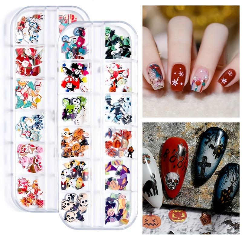 3D Halloween Christmas Nail Art Sequin Skull Flower Snowman Nail Flakes