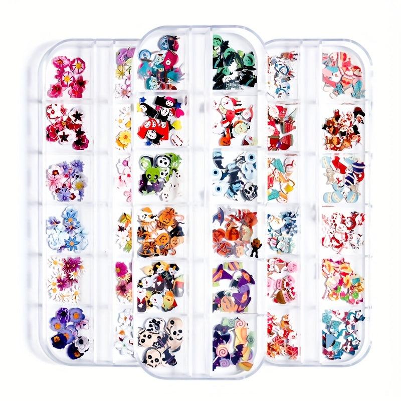 3D Halloween Christmas Nail Art Sequin Skull Flower Snowman Nail Flakes