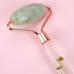 Dual End Jade Face Roller Skin Care Tool Resin Handle