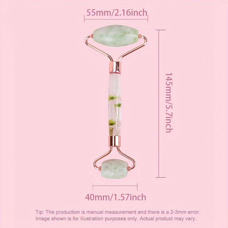 Dual End Jade Face Roller Skin Care Tool Resin Handle