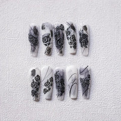 1 Pcs Rose Nail Stickers Self Adhesive Manicure 3D Nail Sticker