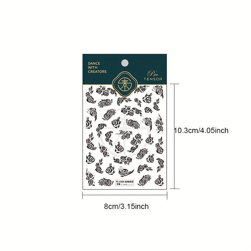 1 Pcs Rose Nail Stickers Self Adhesive Manicure 3D Nail Sticker