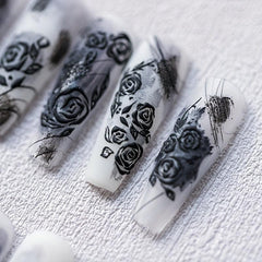 1 Pcs Rose Nail Stickers Self Adhesive Manicure 3D Nail Sticker