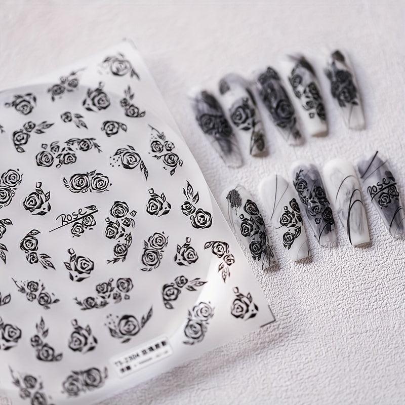 1 Pcs Rose Nail Stickers Self Adhesive Manicure 3D Nail Sticker