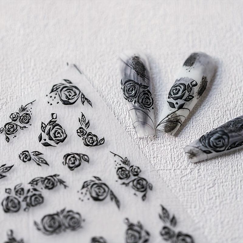 1 Pcs Rose Nail Stickers Self Adhesive Manicure 3D Nail Sticker