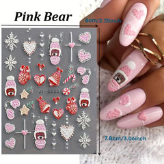 5D Christmas Nail Art Stickers - Snowflakes Sliders for Nails Xmas Elk Gloves