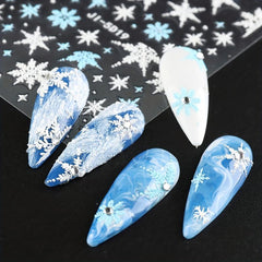 5D Christmas Nail Art Stickers - Snowflakes Sliders for Nails Xmas Elk Gloves