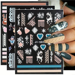5D Christmas Nail Art Stickers - Snowflakes Sliders for Nails Xmas Elk Gloves