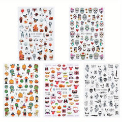 Halloween Nail Art Stickers 3D Self Adhesive Nail Decals Spider Witch Snake Eye