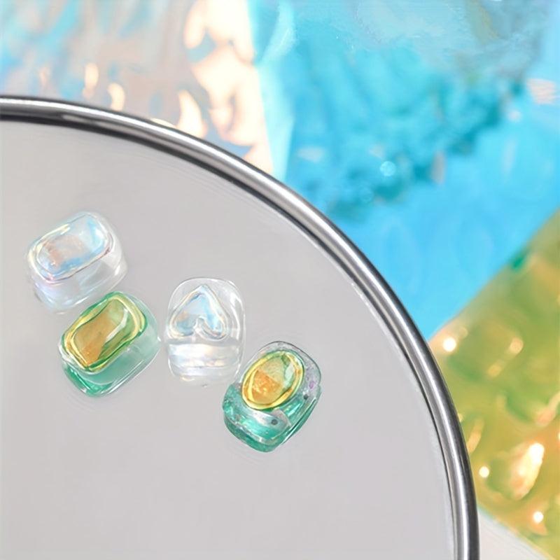 6pcs Aurora Nail Foil Laser Nail Stickers Iridescent Nail Designs