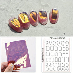 6pcs Aurora Nail Foil Laser Nail Stickers Iridescent Nail Designs