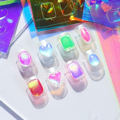6pcs Aurora Nail Foil Laser Nail Stickers Iridescent Nail Designs