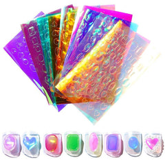 6pcs Aurora Nail Foil Laser Nail Stickers Iridescent Nail Designs