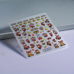 5D Embossed Cartoon Rabbit Nail Art Stickers, Self Adhesive Nail Decals