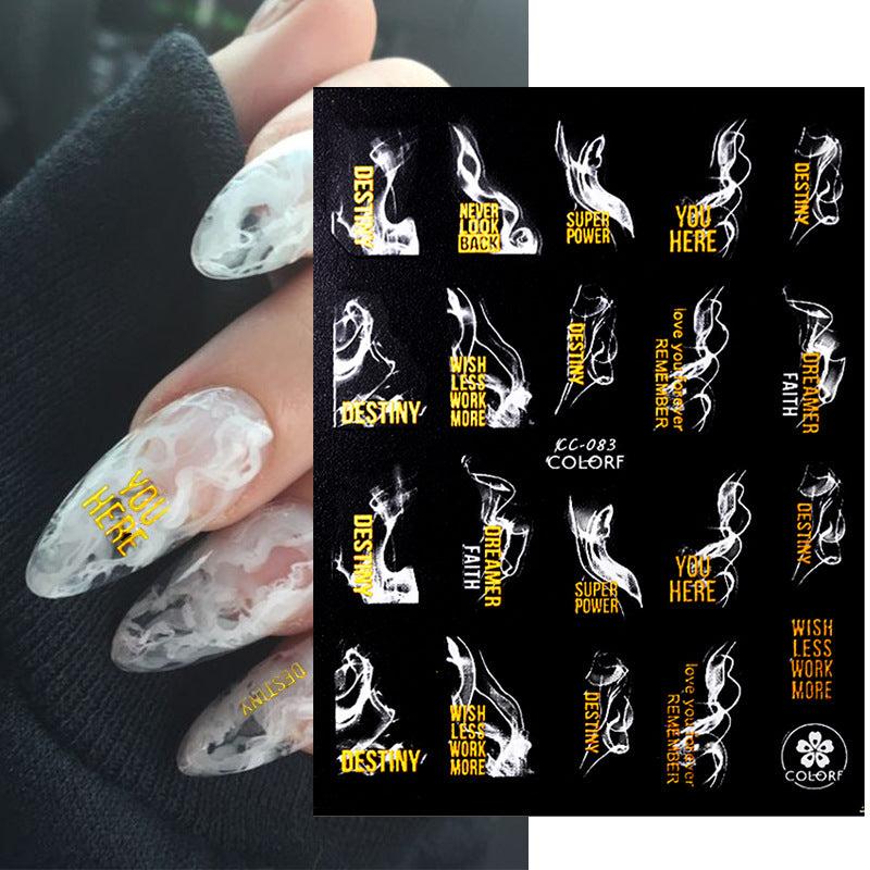 Metallic Marble Nail Art Stickers 3D Self Adhesive Bronzing French Stripe