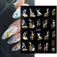 Metallic Marble Nail Art Stickers 3D Self Adhesive Bronzing French Stripe