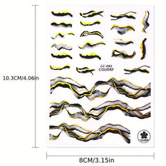 Metallic Marble Nail Art Stickers 3D Self Adhesive Bronzing French Stripe