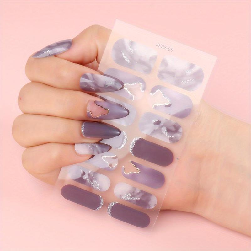 Green Marble Nail Art Stickers for Floral Manicure