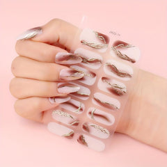 Green Marble Nail Art Stickers for Floral Manicure