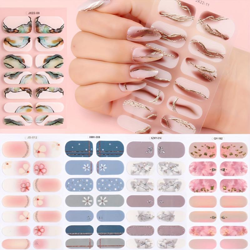 Green Marble Nail Art Stickers for Floral Manicure