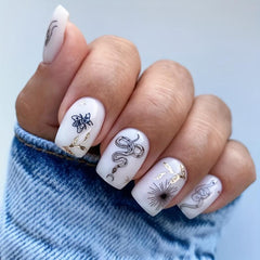 3D Snake Leaf Nail Stickers Geometry Animal Nail Decals DIY Decor