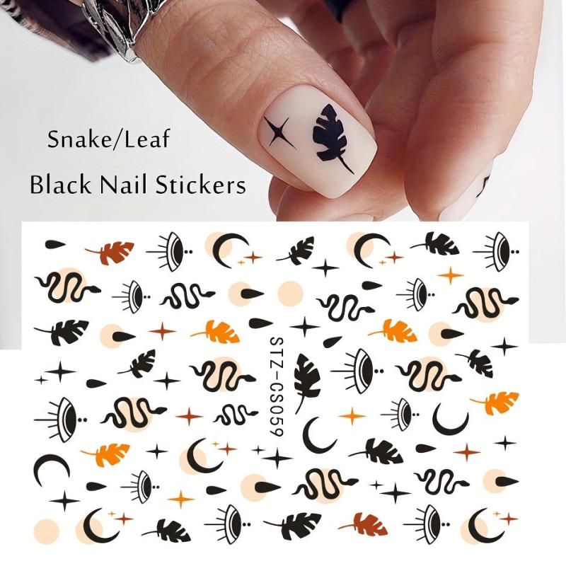 3D Snake Leaf Nail Stickers Geometry Animal Nail Decals DIY Decor