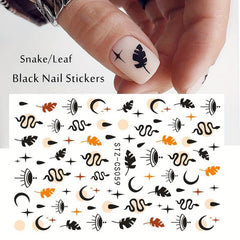 3D Snake Leaf Nail Stickers Geometry Animal Nail Decals DIY Decor