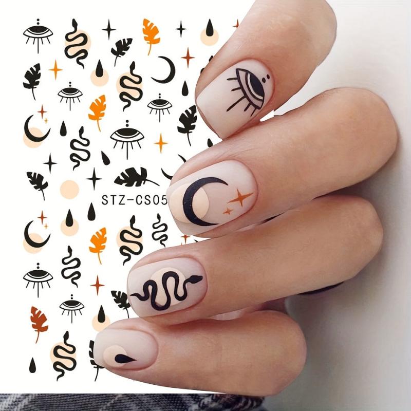3D Snake Leaf Nail Stickers Geometry Animal Nail Decals DIY Decor