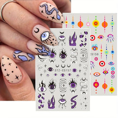 3D Snake Leaf Nail Stickers Geometry Animal Nail Decals DIY Decor