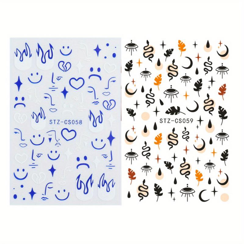 3D Snake Leaf Nail Stickers Geometry Animal Nail Decals DIY Decor