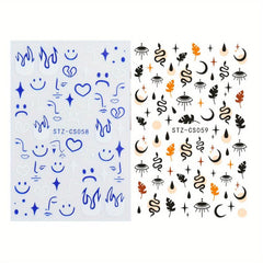 3D Snake Leaf Nail Stickers Geometry Animal Nail Decals DIY Decor