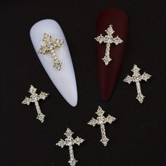 3D Cross Nail Charms Pearl Rhinestone Nail Decor