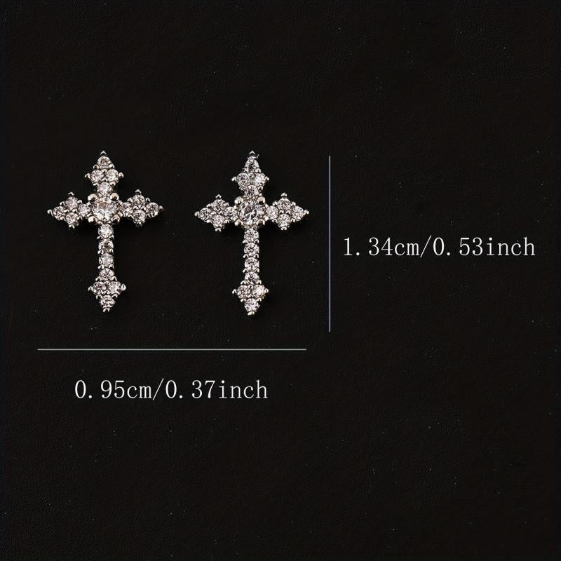 3D Cross Nail Charms Pearl Rhinestone Nail Decor