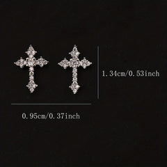 3D Cross Nail Charms Pearl Rhinestone Nail Decor